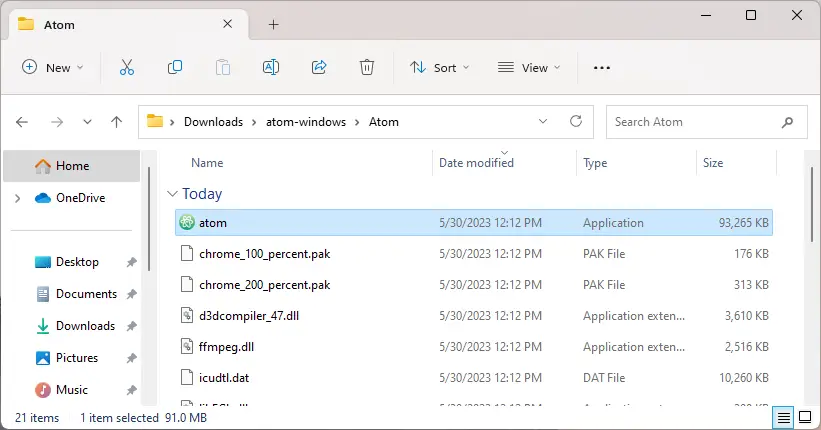 Atom Editor Installer File