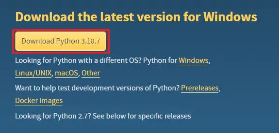 Donwloading  Python from the Official Website